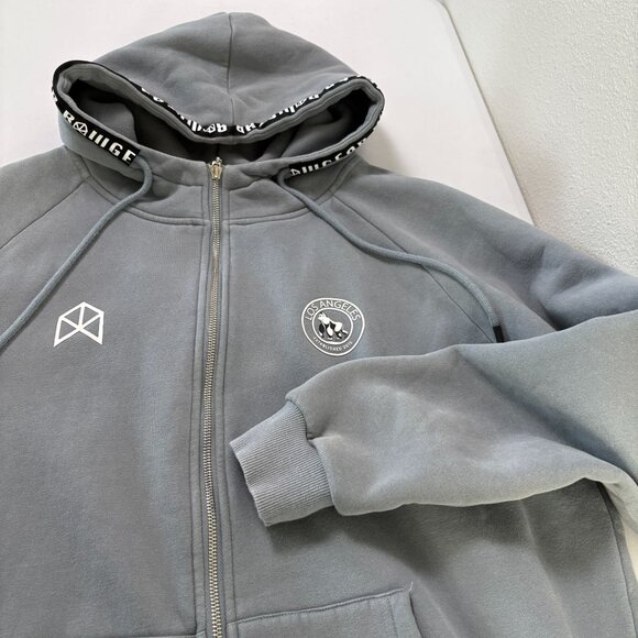 Rawgear Zip Up Fleece Hoodie Jacket Mens L Gray Ape Logo Long Sleeve - Picture 10 of 11